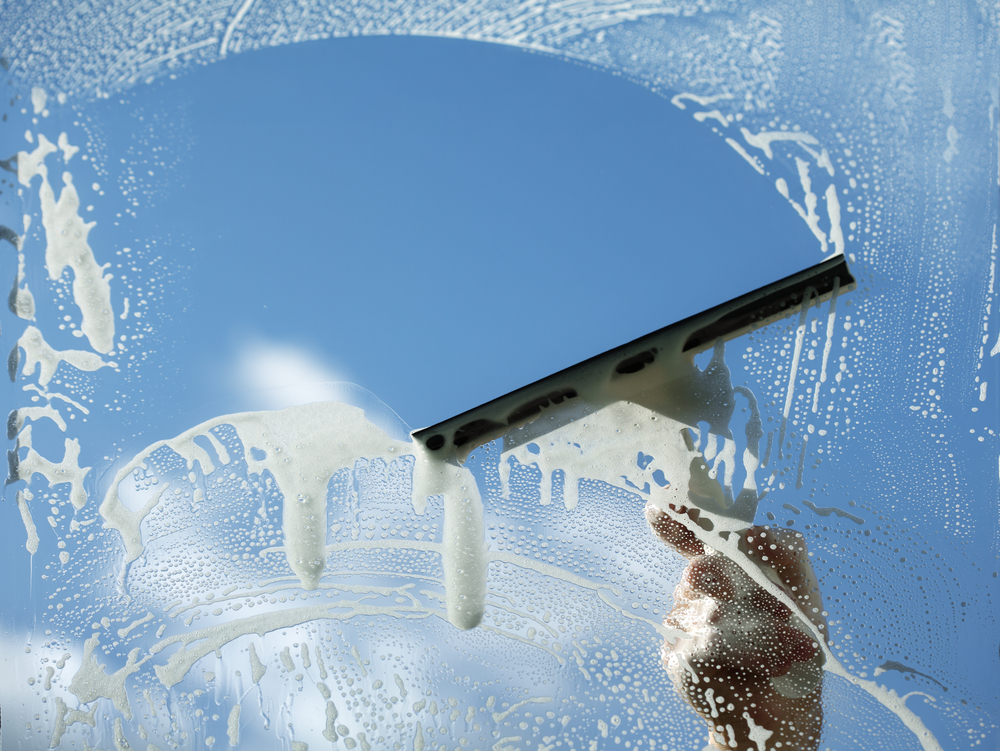 window cleaning with a squeegee